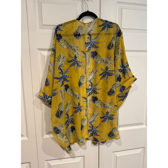 New Floral Pineapple Kimono Duster Cardigan Lightweight & Stylish Med - Picture 7 of 8